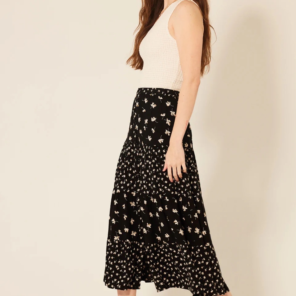 Floral Black Skirt